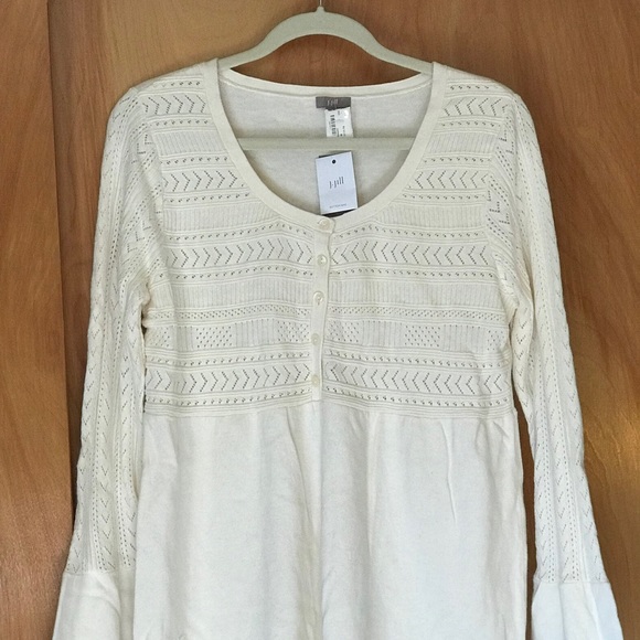 White Bell Sleeve Popover Sweater - Picture 4 of 6